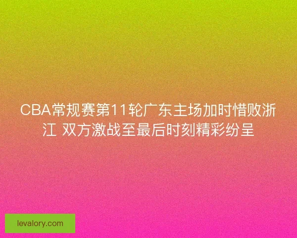 CBA常规赛第11轮广东主场加时惜败浙江 双方激战至最后时刻精彩纷呈 CBA常规赛第11轮广东主场加时惜败浙江 双方激战至最后时刻精彩纷呈