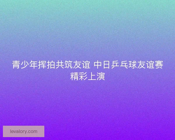 青少年挥拍共筑友谊 中日乒乓球友谊赛精彩上演 青少年挥拍共筑友谊 中日乒乓球友谊赛精彩上演
